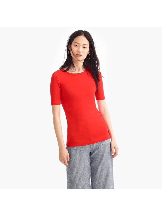 J. By J.Crew Tops - J. By J.Crew T-Shirt Size Small Red 100% Cotton Short Sleeve Boat Neck